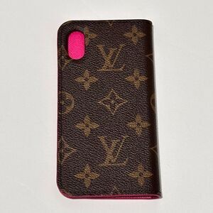 Louis Vuitton Monogram iPhone X /XS Folio Case Fuschia Brown Luxury Designer